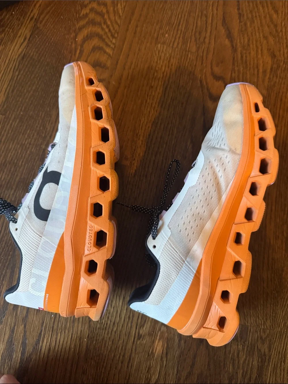 On Running Women Cloudmonster Running Shoes - White & Orange - Picture 4 of 12